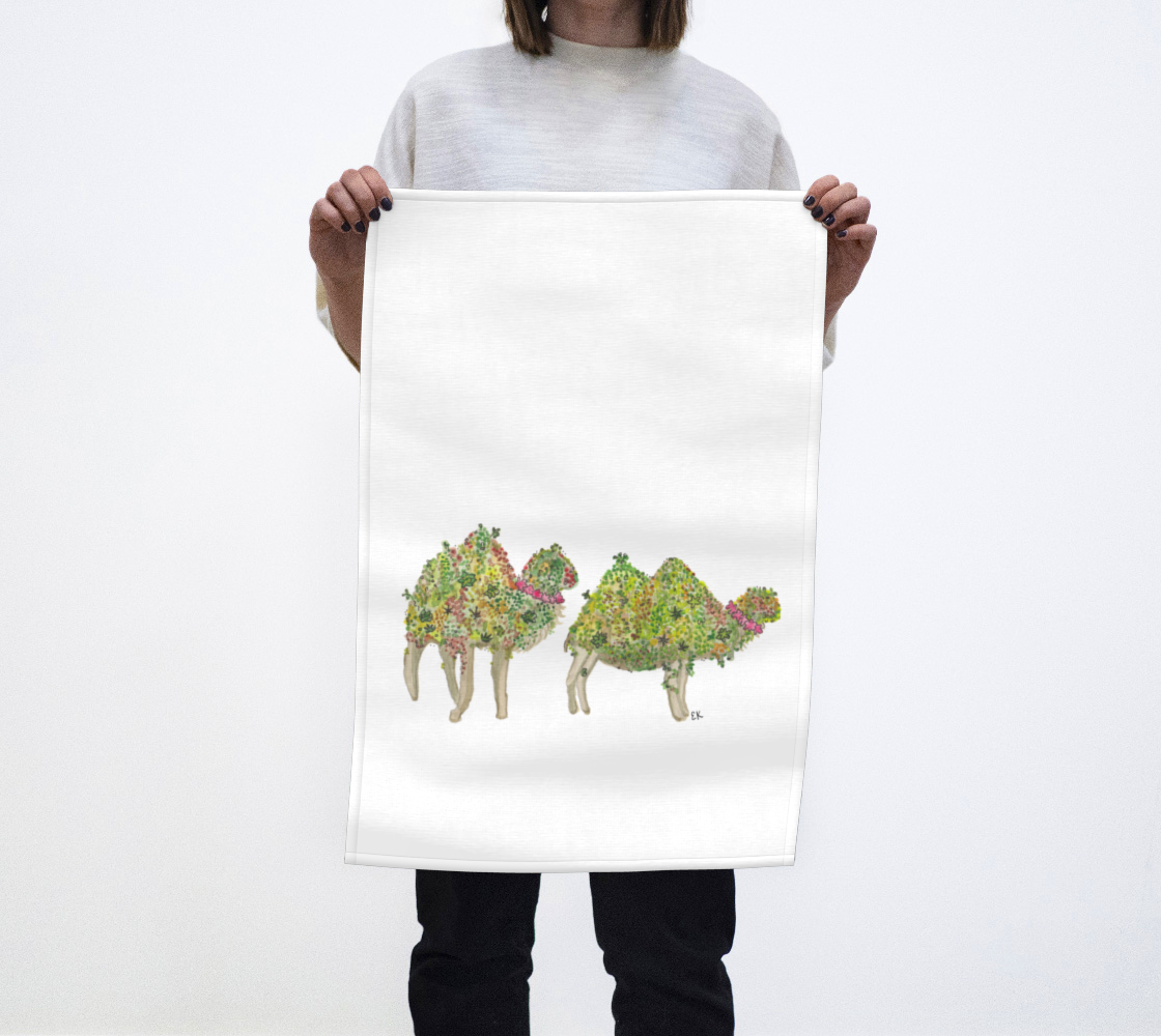 Whimsical Camels Tea Towel
